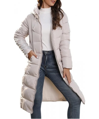 Womens Thickened Down Jacket Long Winter Coat With Hood Puffer Coat Light Weight Jacket for Goingout Warm Down Khaki $19.19 J...