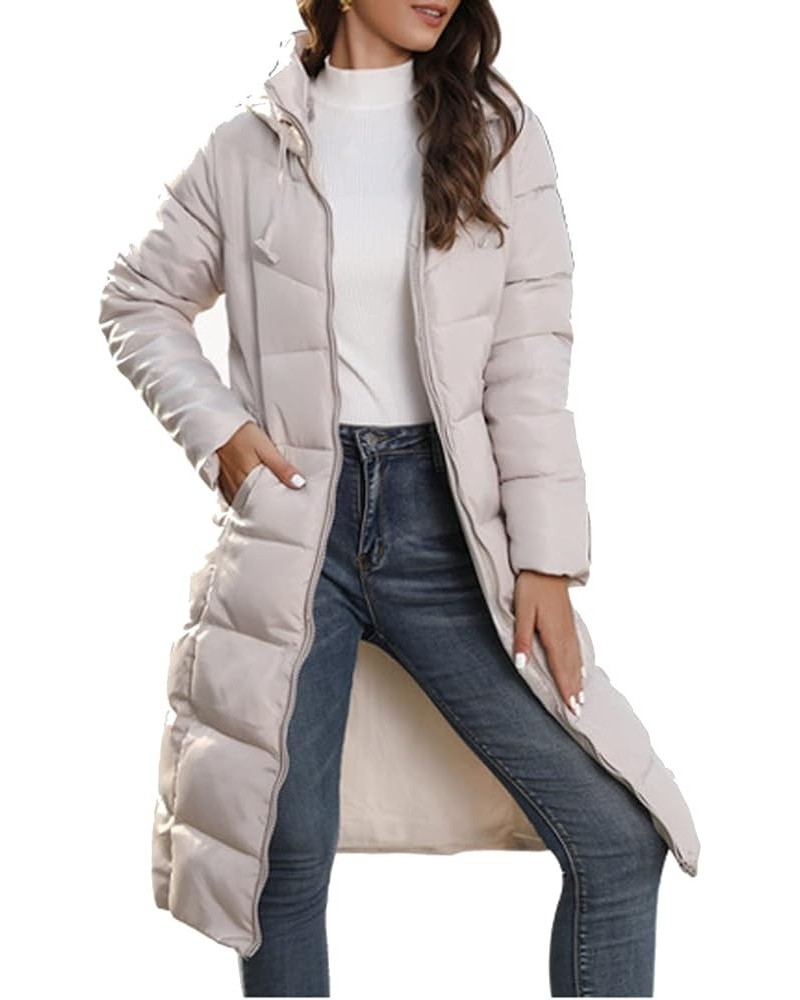 Womens Thickened Down Jacket Long Winter Coat With Hood Puffer Coat Light Weight Jacket for Goingout Warm Down Khaki $19.19 J...