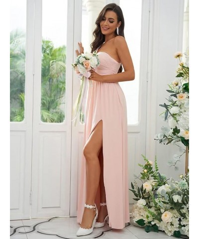 Chiffon One Shoulder Bridesmaid Dresses for Women Long Ruched Evening Dress with Slit Plum $32.44 Dresses