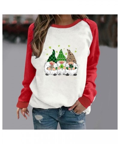 St Patricks Day Shirt Women Long Sleeve Pullover Tops Loose Fit Casual Tuncis Crewneck Sweatshirt Tees Blouses E-02-red $10.5...