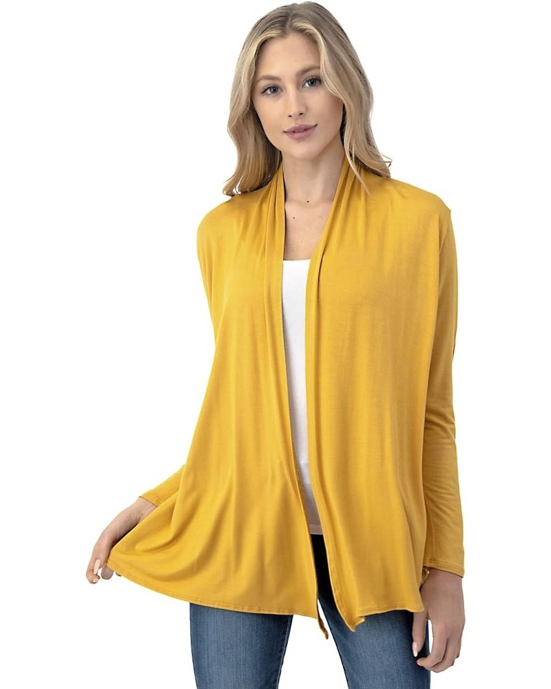 Soft Casual Drape Cardigan - Longsleeve - Made in USA Mustard $17.99 Sweaters