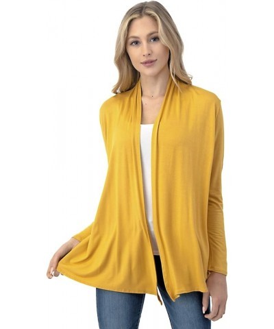 Soft Casual Drape Cardigan - Longsleeve - Made in USA Mustard $17.99 Sweaters