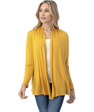 Soft Casual Drape Cardigan - Longsleeve - Made in USA Mustard $17.99 Sweaters