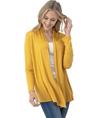 Soft Casual Drape Cardigan - Longsleeve - Made in USA Mustard $17.99 Sweaters