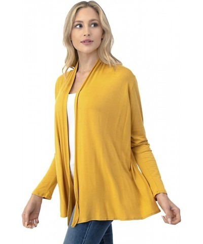 Soft Casual Drape Cardigan - Longsleeve - Made in USA Mustard $17.99 Sweaters