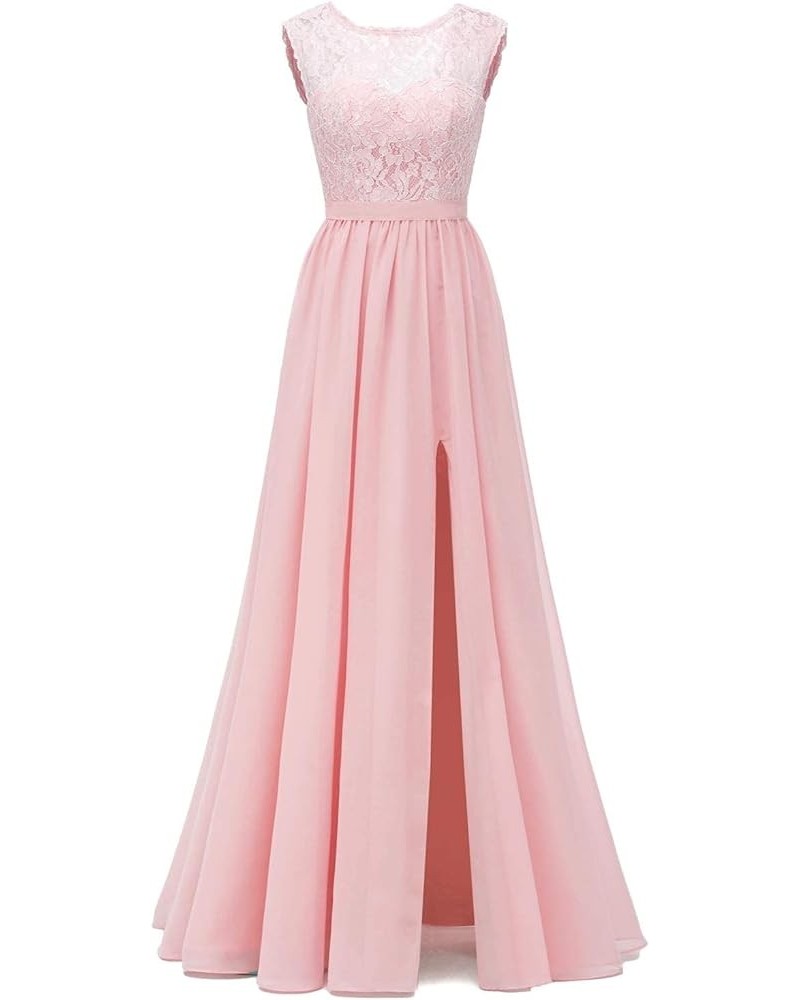 Lace Chiffon Bridesmaid Dresses for Wedding Long Formal Gowns with Slit Wedding Guest Dresses Blush $34.00 Dresses