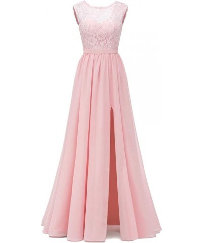 Lace Chiffon Bridesmaid Dresses for Wedding Long Formal Gowns with Slit Wedding Guest Dresses Blush $34.00 Dresses