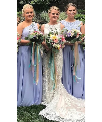 Lace Chiffon Bridesmaid Dresses for Wedding Long Formal Gowns with Slit Wedding Guest Dresses Blush $34.00 Dresses