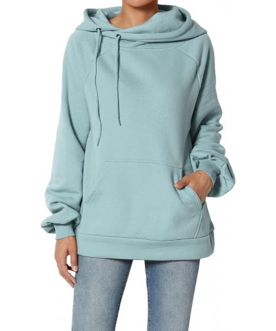 Side Drawstring Cozy Fleece Relaxed Fit Hooded Pullover Sweatshirts Dusty Blue $14.28 Hoodies & Sweatshirts