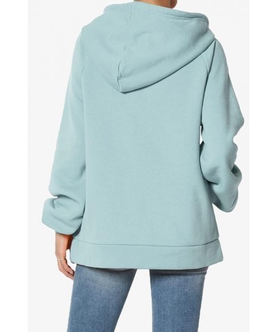 Side Drawstring Cozy Fleece Relaxed Fit Hooded Pullover Sweatshirts Dusty Blue $14.28 Hoodies & Sweatshirts