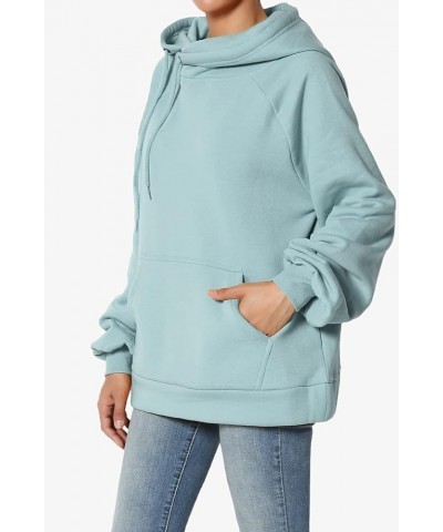 Side Drawstring Cozy Fleece Relaxed Fit Hooded Pullover Sweatshirts Dusty Blue $14.28 Hoodies & Sweatshirts