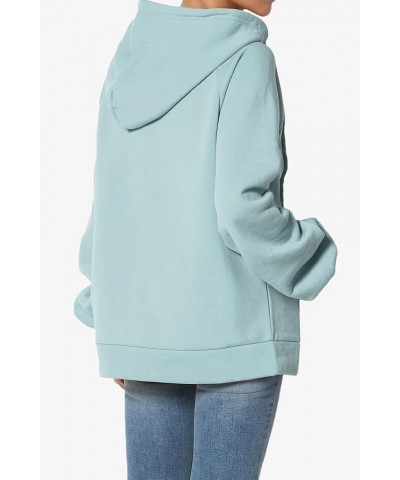 Side Drawstring Cozy Fleece Relaxed Fit Hooded Pullover Sweatshirts Dusty Blue $14.28 Hoodies & Sweatshirts