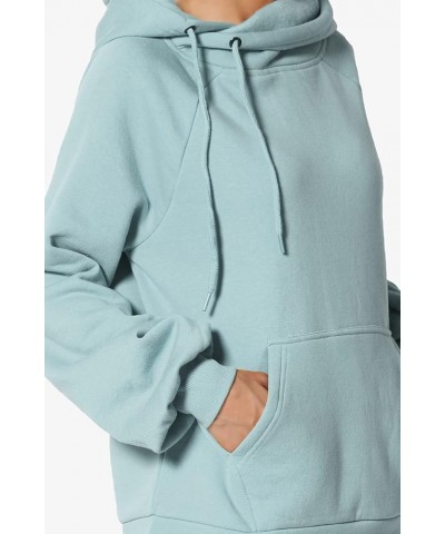 Side Drawstring Cozy Fleece Relaxed Fit Hooded Pullover Sweatshirts Dusty Blue $14.28 Hoodies & Sweatshirts