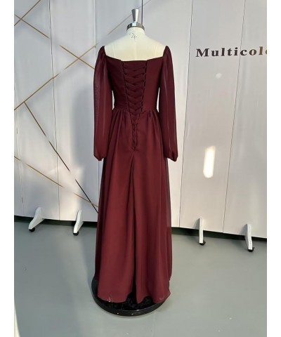 Long Sleeve Bridesmaid Dresses with Slit for Women Sweetheart Ruched Chiffon Formal Gown Dusty Rose $32.99 Dresses