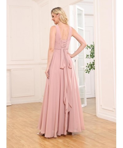 Chiffon Bridesmaid Dresses Long for Women A Line Ruched Formal Porm Evening Gowns Orange $29.14 Dresses