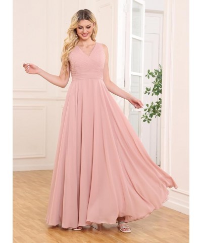 Chiffon Bridesmaid Dresses Long for Women A Line Ruched Formal Porm Evening Gowns Orange $29.14 Dresses