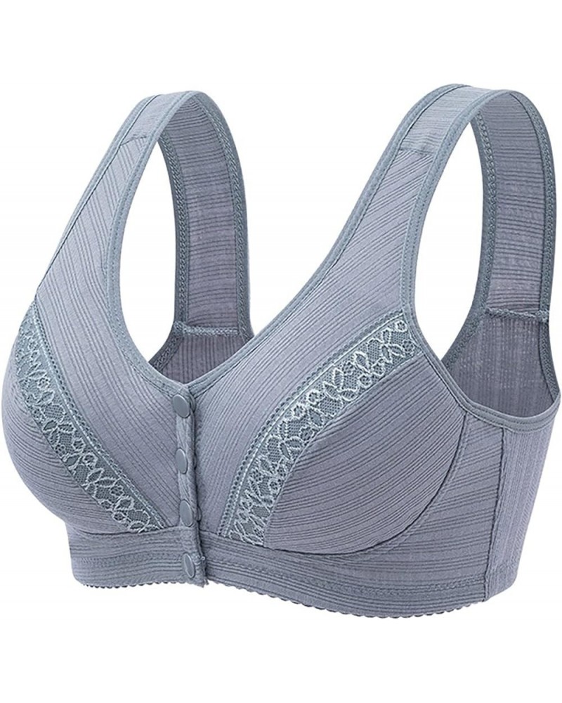 Womens Daisy & Solid Color Bra Front Closure Sports Bras Beauty Back Full Coverage Easy Close Bra Front Buckle Dd-grey $7.79 ...