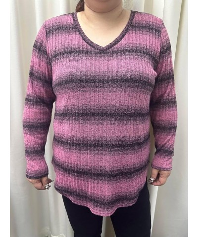 Plus Size Tops for Women Long Sleeve V/Cowl Neck Lightweight Sweatshirts Pullover Tunics Sweaters Fall Winter XL-5XL 03-pink ...