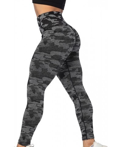 Scrunch Butt Lifting Leggings for Women High Waisted Seamless Workout Leggings Gym Yoga Pants Camo Black $14.28 Activewear