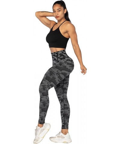 Scrunch Butt Lifting Leggings for Women High Waisted Seamless Workout Leggings Gym Yoga Pants Camo Black $14.28 Activewear