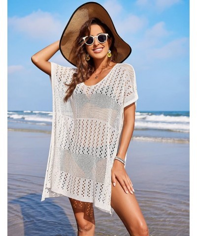 Beach Swimsuit Cover Up Womens Sexy Bikini Crochet Bathing Suit Summer Pool Swimwear Dress 01 White $10.19 Swimsuits