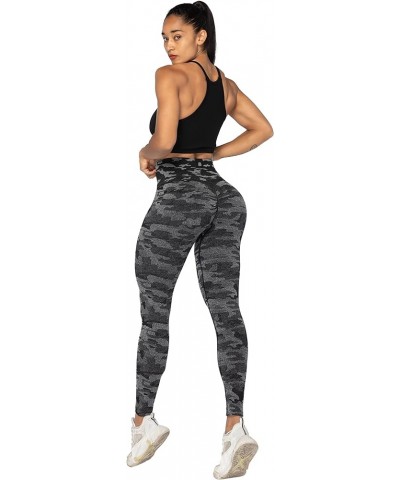 Scrunch Butt Lifting Leggings for Women High Waisted Seamless Workout Leggings Gym Yoga Pants Camo Black $14.28 Activewear