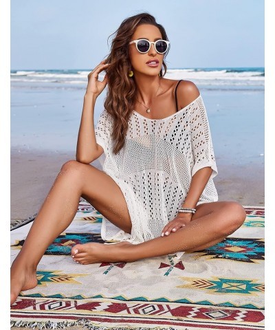 Beach Swimsuit Cover Up Womens Sexy Bikini Crochet Bathing Suit Summer Pool Swimwear Dress 01 White $10.19 Swimsuits