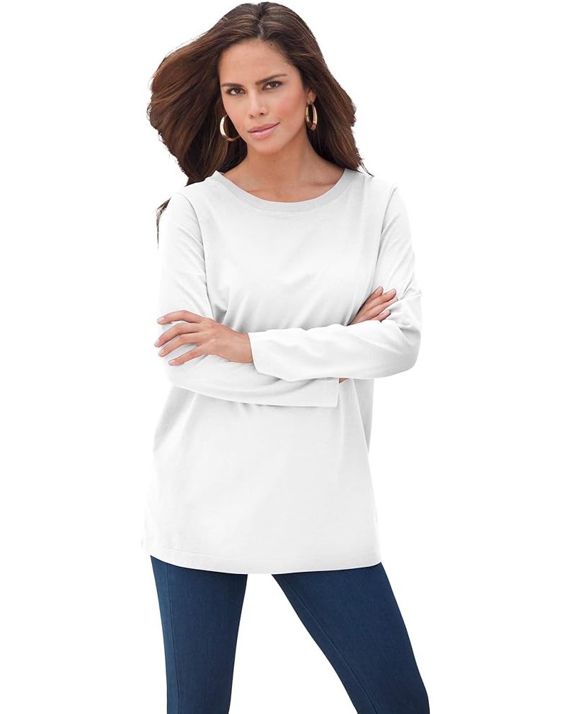 Women's Plus Size Long-Sleeve Crewneck Ultimate Tee Shirt White $14.46 T-Shirts