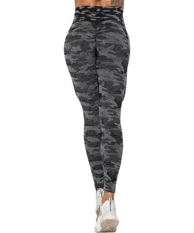 Scrunch Butt Lifting Leggings for Women High Waisted Seamless Workout Leggings Gym Yoga Pants Camo Black $14.28 Activewear