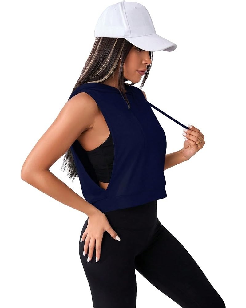 Women's Sleeveless Workout Top Gym Activewear Crop Tank Top Open Side Shirt for Athletic Exercise Running Navy Blue $13.74 Ac...