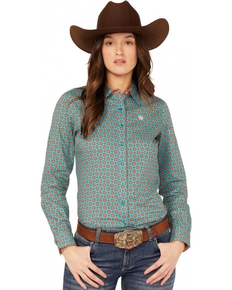 Womens MSW9165024 L/S PRINT 8/22 S Green $20.51 Blouses