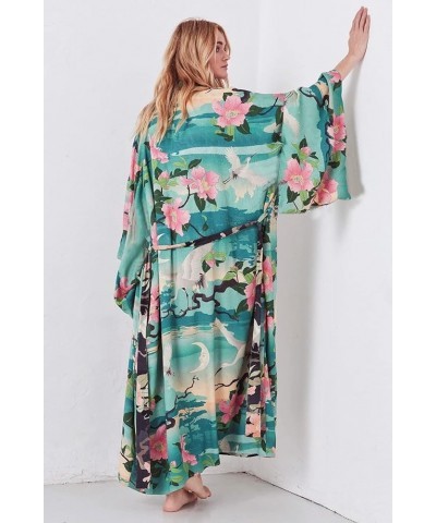 Tie Dye Swimsuit Cover up Open Front Beach Coverup Long Kimono Lightweight Summer Swimwear Cover Ups for Women Green Floral $...