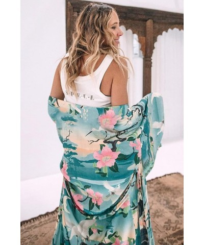 Tie Dye Swimsuit Cover up Open Front Beach Coverup Long Kimono Lightweight Summer Swimwear Cover Ups for Women Green Floral $...