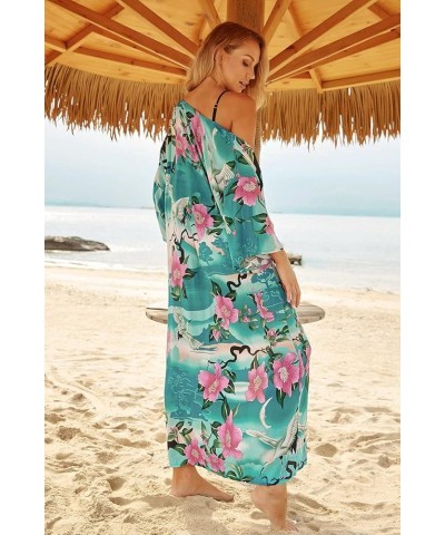 Tie Dye Swimsuit Cover up Open Front Beach Coverup Long Kimono Lightweight Summer Swimwear Cover Ups for Women Green Floral $...