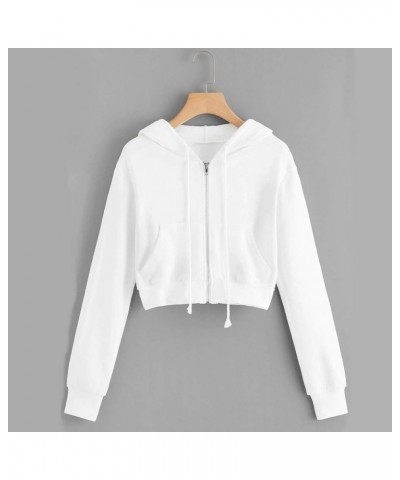 Women Casual Long Sleeve Zipper Hoodies Cropped Hooded Pullovers Sweatshirts Workout Lightweight Loose Fall Tops with Pocket ...