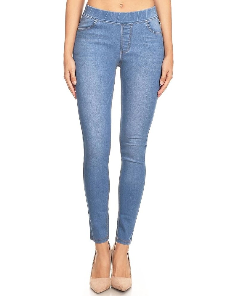 Women's Skinny Jeans Elastic Waist Pull On Jeggings Denim Pants with Pockets Regular - Plus Size Light Blue $14.39 Jeans