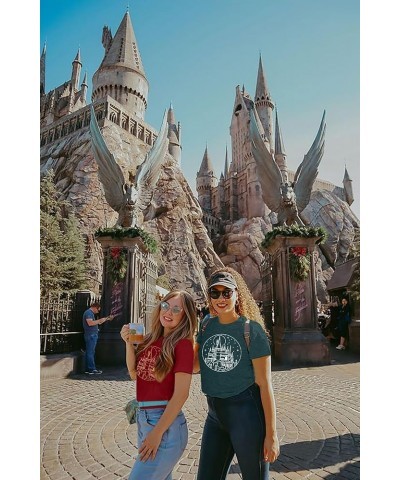 Magical Castle Shirt Women Wizard Shirt Cute Family Vacation T-Shirt Fantasy Short Sleeve Tops Green $13.79 T-Shirts