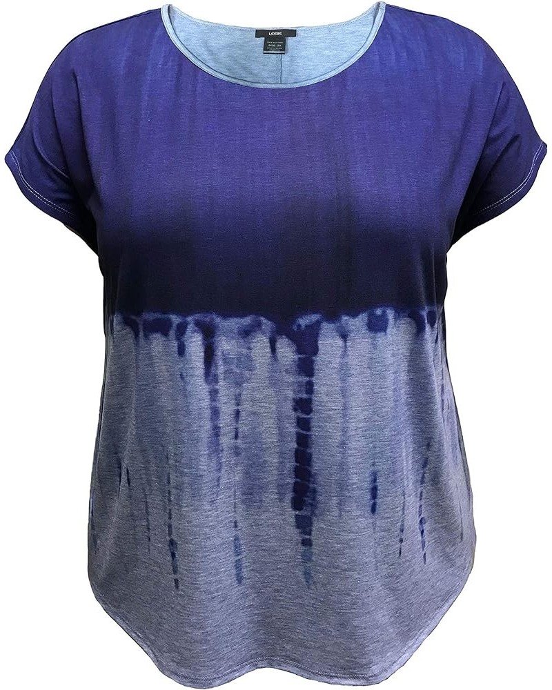 Women and Plus Size Crew Neck Dolman Short Sleeve Print Top (Small-5X) Blue Tie-dye $8.31 Shirts