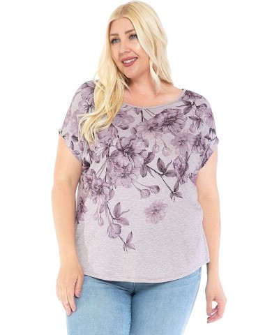 Women and Plus Size Crew Neck Dolman Short Sleeve Print Top (Small-5X) Blue Tie-dye $8.31 Shirts