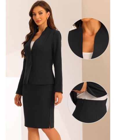 2pc Business Sets for Women's Collarless Blazer and Formal Pencil Skirt Suit Black $32.41 Suits