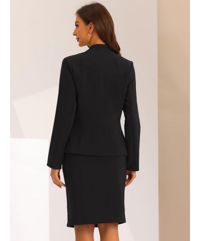 2pc Business Sets for Women's Collarless Blazer and Formal Pencil Skirt Suit Black $32.41 Suits