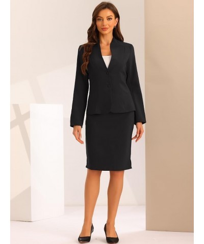 2pc Business Sets for Women's Collarless Blazer and Formal Pencil Skirt Suit Black $32.41 Suits