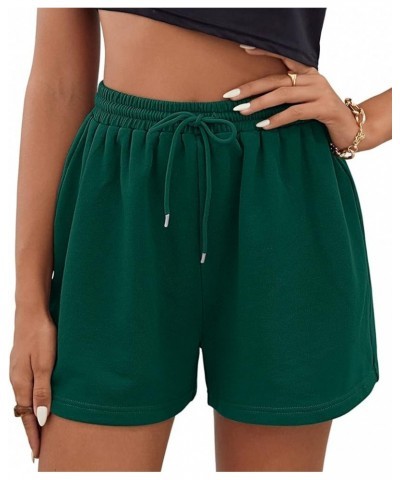 Womens Sweat Shorts Summer Casual Comfy High Waisted Lounge Shorts Drawstring Cotton Shorts with Pockets 2024 02_darkgreen $1...