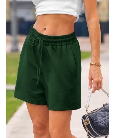 Womens Sweat Shorts Summer Casual Comfy High Waisted Lounge Shorts Drawstring Cotton Shorts with Pockets 2024 02_darkgreen $1...