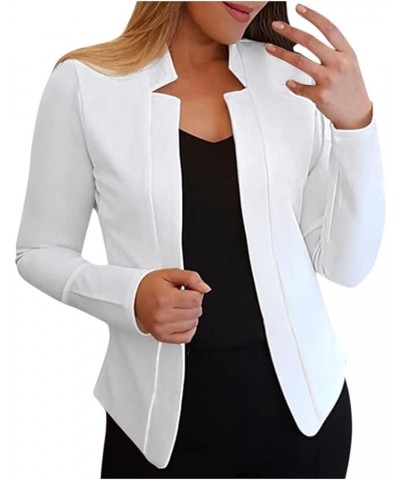 Women's Work Office Lapel Collar Stretch Jacket Suit Blazer Coats for Women Plus Size Work Office Blazer Jacket A-3-white $12...