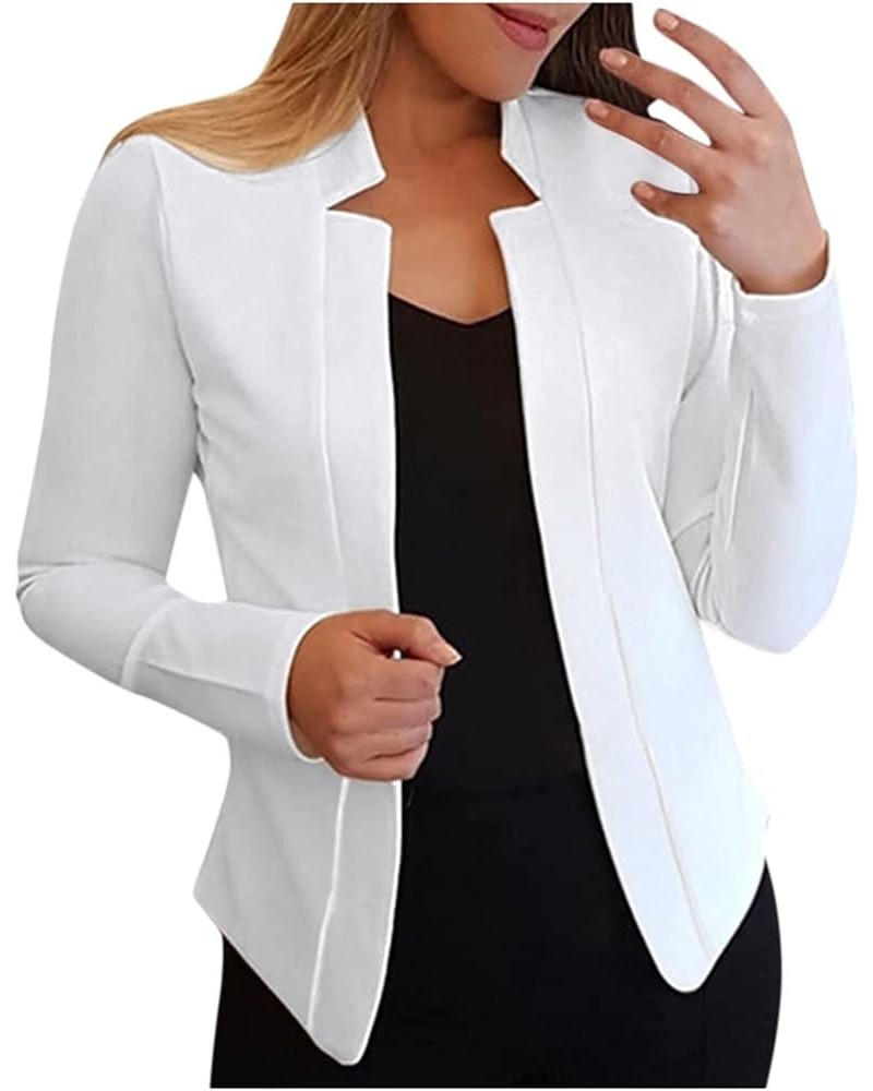 Women's Work Office Lapel Collar Stretch Jacket Suit Blazer Coats for Women Plus Size Work Office Blazer Jacket A-3-white $12...