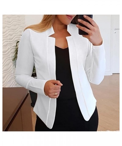 Women's Work Office Lapel Collar Stretch Jacket Suit Blazer Coats for Women Plus Size Work Office Blazer Jacket A-3-white $12...