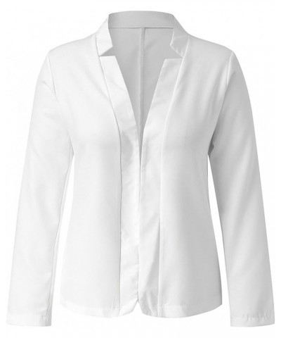 Women's Work Office Lapel Collar Stretch Jacket Suit Blazer Coats for Women Plus Size Work Office Blazer Jacket A-3-white $12...