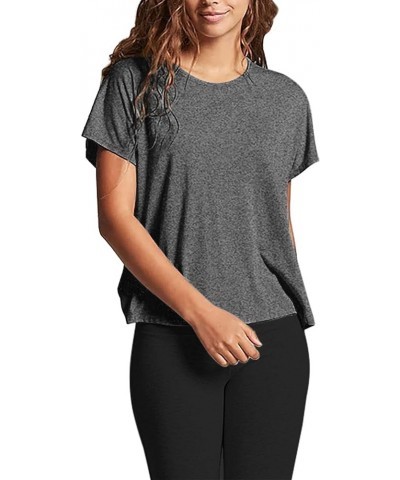 Womens Open Back Workout Tops Loose Short Sleeve Athletic Gym T Shirts Heather Gray $10.58 Activewear