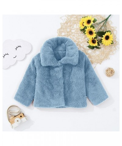 Girls Faux Fur Teddy Cropped Coat Kids Winter Lapel Fleece Button Down Jacket with Pockets Warm Outwear Shearling Fluffy H25-...